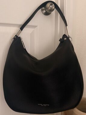 Marc Jacobs Black Pebbled Leather Hobo with Silver Hardware